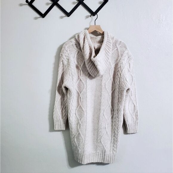 Anthropologie Nordic Hooded Cable-Knit Cardigan In Sand (Ivory) Size XS/S NWT - Picture 10 of 10